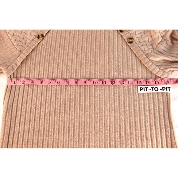 Cure Women's Beige Knit Sweater with Button Detail‎ & Textured Shoulders Size S - Picture 9 of 12